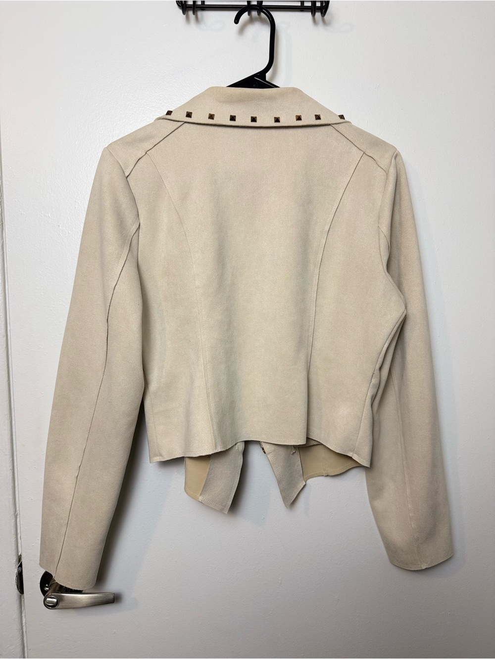 Asher Studded Faux Suede Moto Jacket Cream Ivory Size Large - Picture 6 of 7